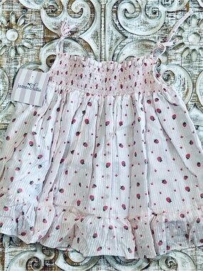 James & Lottie the (Libby) Pink Strawberry-Print Girls' Sundress